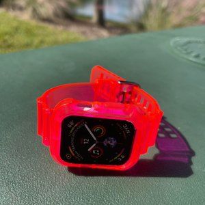 FLAPI Fuchsia Soft TPU Band + Case Compatible w/apple watch 38mm/40mm 42/44mm